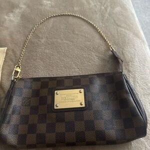 Louis Vuitton Damier Ebene Eva Clutch/ Shoulder crossbody handbag